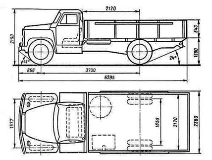 Габариты автомобиля ГАЗ-53